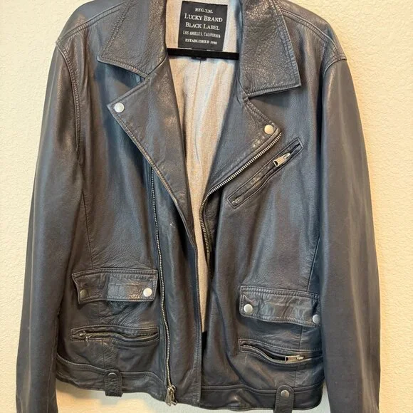 Black Motorcycle Leather JacketL